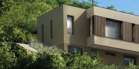 Angle de la maison, volume de l'étage en débord